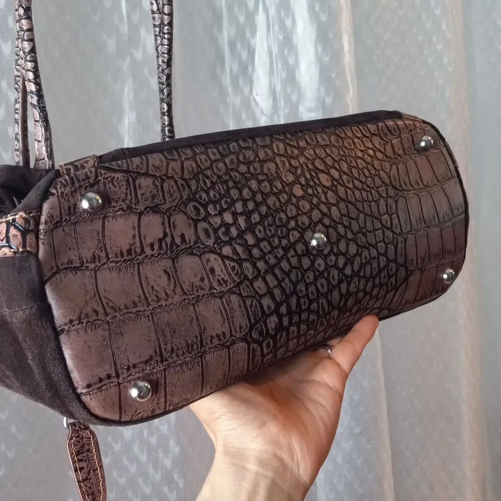 Gun Tote'n Mamas Concealed Carry Brown Swede Purse Shoulder Bag